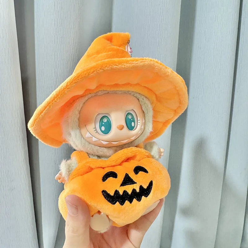 Labubu I -  II Dolls Halloween Outfit – Cute Pumpkin Party Costume for 15–17cm Plush Dolls