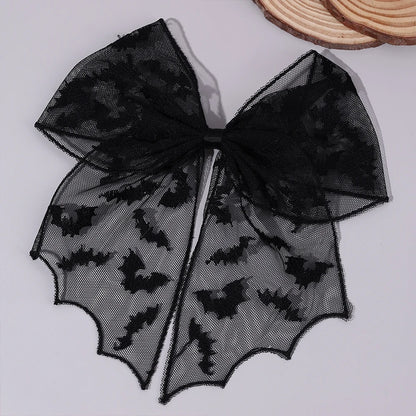 Barrettes chauve-souris effrayantes avec voile en dentelle – Glamour gothique pour Halloween