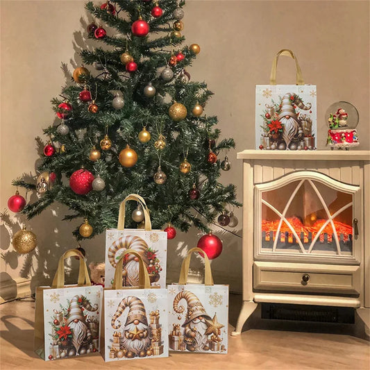 Non-Woven Christmas Gift Tote Bag Kit - Gnome Theme (23cm)