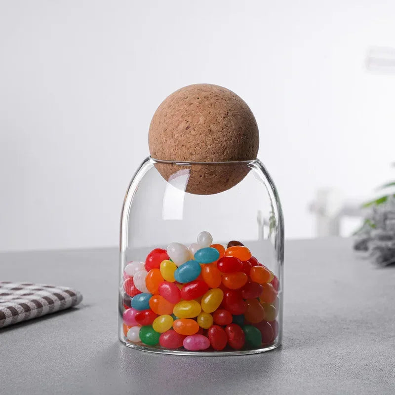 Sealed Elegance – Glass Jar with Natural Cork Lid for Stylish Food Storage