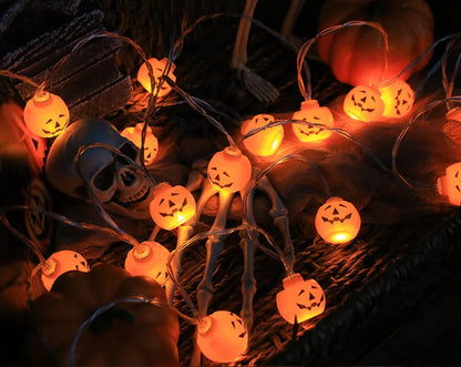 Halloween LED Light String – Pumpkin, Skull, and Eyeball Shaped Lanterns for Trick or Treat and Halloween Decorations