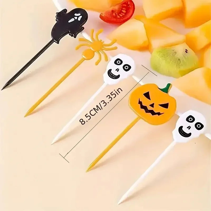 Halloween Cake Decoration Sticks – Cartoon Pumpkin and Ghost Cake Toppers for Trick or Treat and Kids’ Halloween Parties