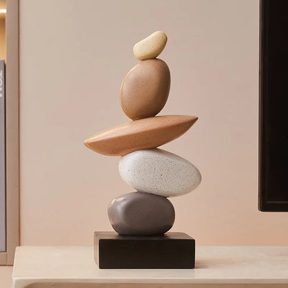 Abstract Stacked Stone Resin Sculpture 26.5 cm