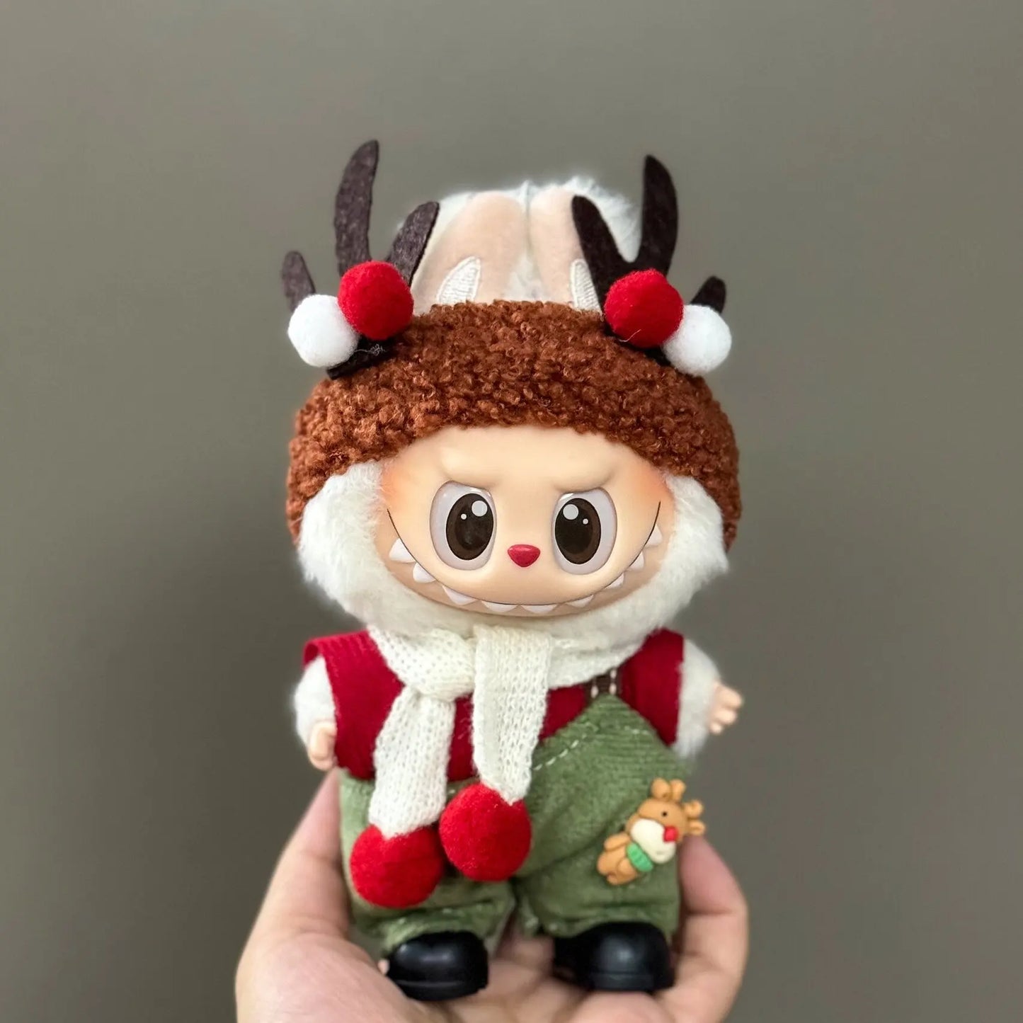 For 17cm Labubu V2 V1 Plush Idol Doll's Clothing  Christmas Cloak Sweater Hat Set Gift Labubu Clothes  Labubu ropa
