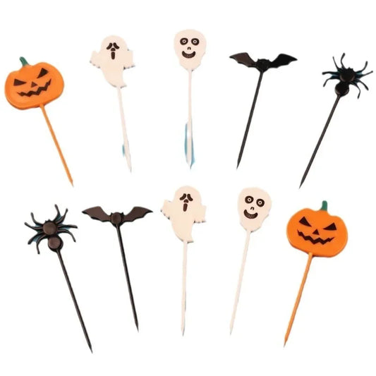 Halloween Cake Decoration Sticks – Cartoon Pumpkin and Ghost Cake Toppers for Trick or Treat and Kids’ Halloween Parties