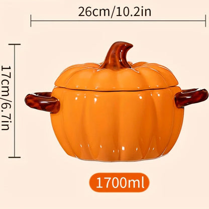 Bowl Ceramic  Casserole Oven-Safe Pot With Lid And Handles