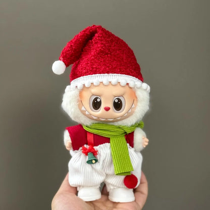 For 17cm Labubu V2 V1 Plush Idol Doll's Clothing  Christmas Cloak Sweater Hat Set Gift Labubu Clothes  Labubu ropa