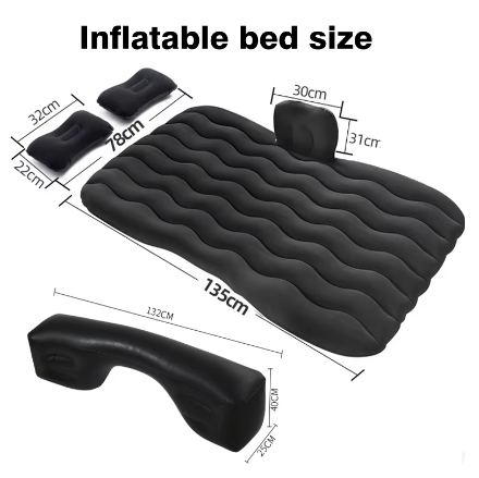 Universal Car Travel Inflatable Bed 80x130cm – Back Seat & Boot Mattress with Pillow for Camping, Travel, and Family Outings